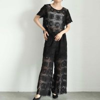 Sawa a la mode/サワアラモード Sawa a la mode 夏風を感じるスクエアパターンレースセットアップ/508218395