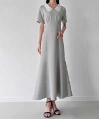 JUNOAH/ジュノア JUNOAH レース襟フレアマーメイドワンピース（薄手、裏地無し）/508218422