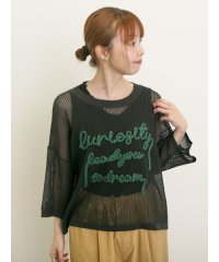 Samansa Mos2/テープロゴ刺繍ニットプルオーバー/508219687