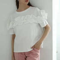 Sawa a la mode/サワアラモード Sawa a la mode パールの粒が降り注ぐデコルテフリルトップス/508219965
