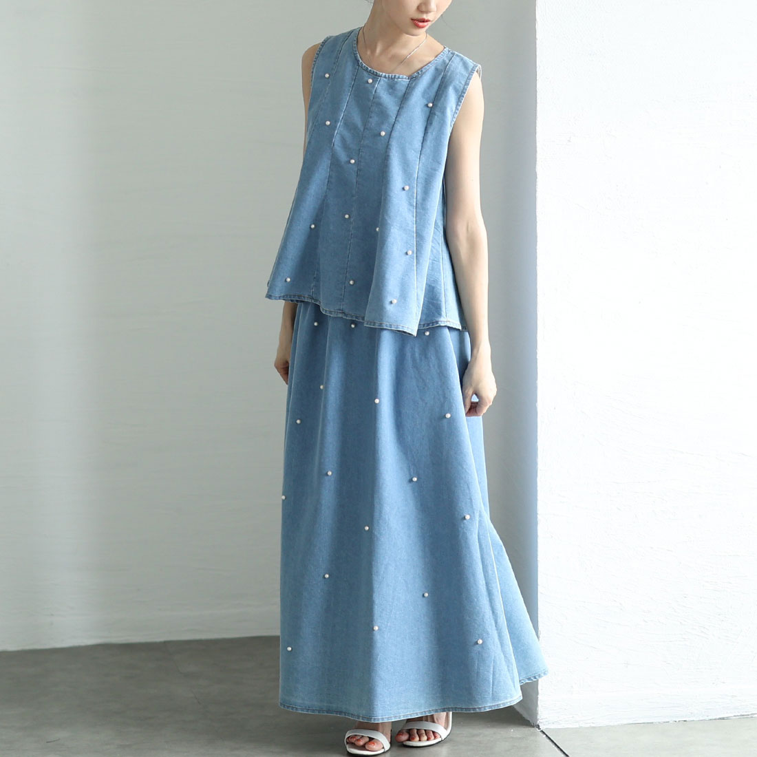 サワアラモード Sawa a la mode パールが煌めくフレアベスト