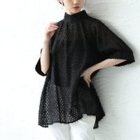 Sawa a la mode/サワアラモード Sawa a la mode フリンジメッシュハイネックカットソーチュニック/508219979