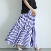 Sawa a la mode/サワアラモード Sawa a la mode トレンドを重ねる切替ボーダーティアードスカート/508219981