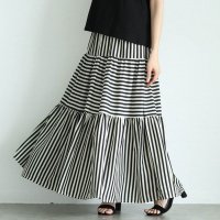 Sawa a la mode/サワアラモード Sawa a la mode トレンドを重ねる切替ボーダーティアードスカート/508219981
