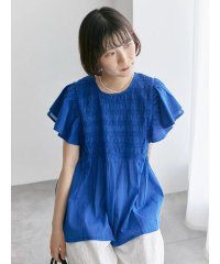 Samansa Mos2 blue/【Made in India】シャーリングブラウス/508220013