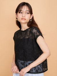 QUEENS COURT/クイーンズコート QUEENS COURT ラッセルレースフレンチスリーブトップス≪手洗い可能≫/508220280