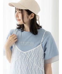 Te chichi TERRASSE/型押しプリント袖切替Tシャツ/508220292