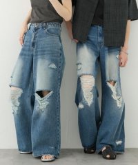 SENSE OF PLACE by URBAN RESEARCH/『ユニセックス』ダメージデニムワイドパンツ/508220336