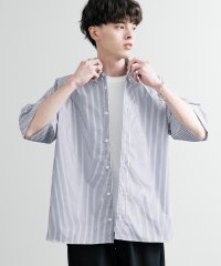 Rocky Monroe/ロッキーモンロー Rocky Monroe 接触冷感 ストライプシャツ 半袖 メンズ ボタンダウン ボクシーAライン ルーズ UVカット日本製 Upscape /508220909