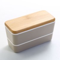 sankyoshokai/サンキョウショウカイ 三京商会 くすみカラー 2段弁当箱 ランチボックス 竹蓋 長方形 【返品不可商品】/508221070