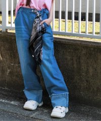 ALGY/【接触冷感】デニム折返しワイドパンツ/507829970