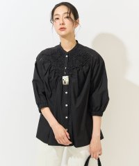 GEORGES RECH/バンドカラーハンドスモッキング7分袖ブラウス/508221882