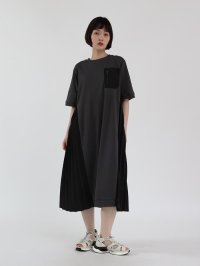 LASUD/ラシュッド LASUD サイドプリーツドッキングワンピース/508221951