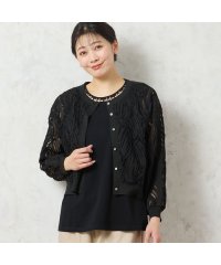 MISSEL/【洗える・限定カラーあり】テープ刺繍シアーカーディガン/508222820