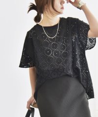 quaranciel/quaranciel:〈手洗い可能〉フラワー 刺繍 アイレット ハーフスリーブ プルオーバー/508222832