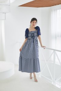 tocco closet/トッコクローゼット tocco closet フロントリボン付きリボンショルダーギンガムチェックワンピース/508223152