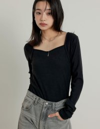 Re:EDIT/リエディ Re:EDIT スムースリブハートネックロングTシャツ/508223256