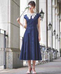 SWINGLE/エンブロイダリー衿配色パイピングフレンチスリーブワンピース/508221922