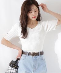 PROPORTION BODY DRESSING/ハートネック半袖リブニット/508221995