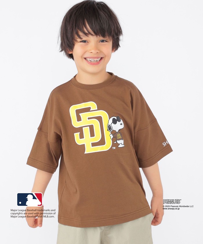 SHIPS KIDS:100～125cm / PEANUTS×MLB プリント Tシャツ