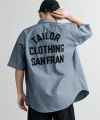 Rocky Monroe/ロッキーモンロー Rocky Monroe ワークシャツ 半袖 カバーオール メンズ シャンブレー チェーン刺繍 オーバーサイズ ルーズ ポケット KRIFF /508227591