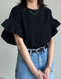 Re:EDIT/リエディ Re:EDIT 綿天竺ショルダーフリルTシャツ/508227758