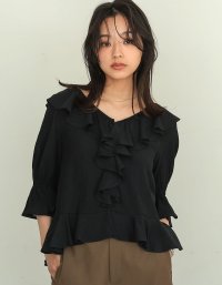 Re:EDIT/リエディ Re:EDIT ラッフルフリル楊柳シアーブラウス/508227787