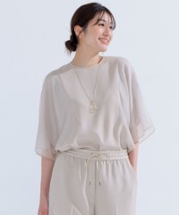 ICB（LARGE SIZE）/【UVケア・接触冷感・速乾・洗える】 FluidBackSatin  シアーコンビブラウス/508228219