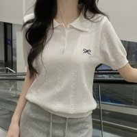 shoppinggo/ショッピングゴー shoppinggo ポロニット レディース リブニット サマーニット半袖 トップス 春 夏 プルオーバー 襟付き 無地 シンプル カジュアル/508232097