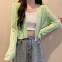 shoppinggo/ショッピングゴー shoppinggo サマーカーディガン 透かし編み Vネックカーディガン トップス 長袖 ショート丈 透け感 重ね着 かわいい フェミニン /508232098