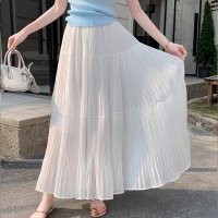 shoppinggo/ショッピングゴー shoppinggo フレアスカート チュールスカート プリーツスカート黒 ボリューム ウエストゴム ふんわり ロング丈 洗える ママ 母 大/508232105