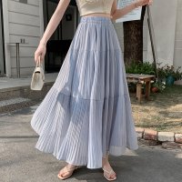 shoppinggo/ショッピングゴー shoppinggo フレアスカート チュールスカート プリーツスカート黒 ボリューム ウエストゴム ふんわり ロング丈 洗える ママ 母 大/508232105