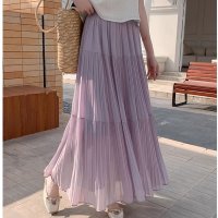 shoppinggo/ショッピングゴー shoppinggo フレアスカート チュールスカート プリーツスカート黒 ボリューム ウエストゴム ふんわり ロング丈 洗える ママ 母 大/508232105