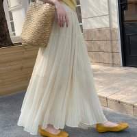 shoppinggo/ショッピングゴー shoppinggo フレアスカート チュールスカート プリーツスカート黒 ボリューム ウエストゴム ふんわり ロング丈 洗える ママ 母 大/508232105