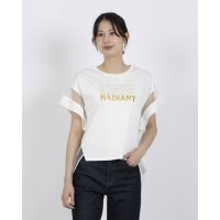 Anna Nicola/アンナニコラ Anna Nicola シアー切り替え箔ロゴ半袖Tシャツ/508234908