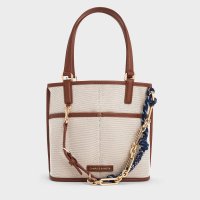 CHARLES & KEITH/Addison アディソン キャンバスノットロープダブルハンドルトートバッグ/508235014