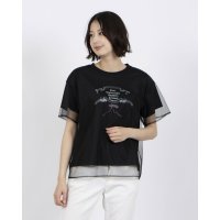 Anna Nicola/アンナニコラ Anna Nicola チュールレイヤード バレエコア リボンイラストプリント半袖Tシャツ/508234905