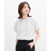 Honeys/ハニーズ Honeys バンドカラーブラウス トップス ブラウス 半袖 大きいサイズ オフィス きれいめ バンドカラー 再生ポリエステル ジョーゼット素材 レデ/508235793