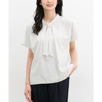 Honeys/ハニーズ Honeys フレンチボウタイブラウス トップス ブラウス 半袖 大きいサイズ オフィス きれいめ ボウタイブラウス フレンチ袖 再生ポリエステル レ/508235809