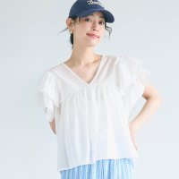 coca/コカ coca Vネック袖フリルブラウス/508235886