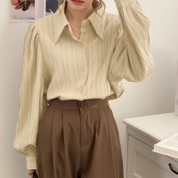 shoppinggo/ショッピングゴー shoppinggo 白ブラウス シャツ レディース トップス 襟付き シャツブラウス Vネック 長袖 おしゃれ 韓国風 フォーマル 通勤OL/508236083