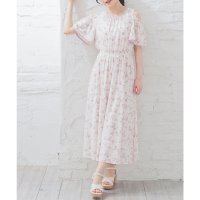 Honeys/ハニーズ Honeys 肩あきワンピース ワンピース ノースリーブ ロング丈 大きいサイズ 肩あき フレア袖 ストレッチ 花柄 裏地付き ゴムシャーリング レデ/508236564