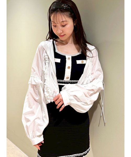 lilLilly リルリリーフリルシアーフリルブルゾン WHITE ジャケット lilLilly リルリリーフリルシアーフリルブルゾン WHITE ジャケット