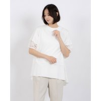 EGLANTINE/エグランティーヌ EGLANTINE 異素材切り替えバックフレアーカットソー半袖チュニック丈/508237273