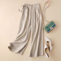 Belle Cie/ベルシー Belle Cie ボトムス リネンパンツ 綿混 麻 ストレートパンツ ウエストゴム レディース 韓国ファッション ナチュラル シンプル ラフ 楽ちん/508237292