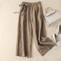 Belle Cie/ベルシー Belle Cie ボトムス リネンパンツ 綿混 麻 ストレートパンツ ウエストゴム レディース 韓国ファッション ナチュラル シンプル ラフ 楽ちん/508237292