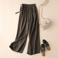 Belle Cie/ベルシー Belle Cie ボトムス リネンパンツ 綿混 麻 ストレートパンツ ウエストゴム レディース 韓国ファッション ナチュラル シンプル ラフ 楽ちん/508237292
