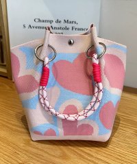 shopnikoniko/ショップニコニコ ShopNikoNiko コードストラップ カラフル ニットハンドバッグ【即納】 韓国バッグ 春 夏 秋 冬 鞄 カバン かばん ハート柄 花/508237447