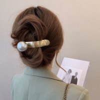 shoppinggo/ショッピングゴー shoppinggo ヘアクリップ 大きめ 大粒パール バレッタ まとめ髪 髪飾り 髪留め ヘアアレンジ オルチャン 上品 パーティー飾り/508237488