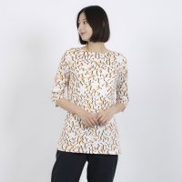 JOCONDE ROYAL/ジョコンダ ロイヤル JOCONDE ROYAL 【洗える】リーフ柄プリント チュニック丈七分袖カットソー/508237559